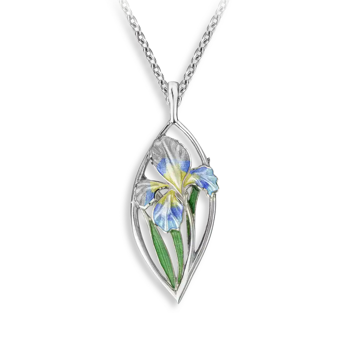 Blue Iris Necklace. Sterling Silver