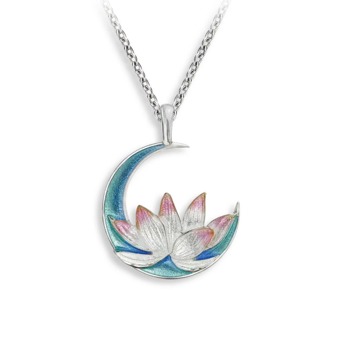 Blue Lotus Necklace. Sterling Silver