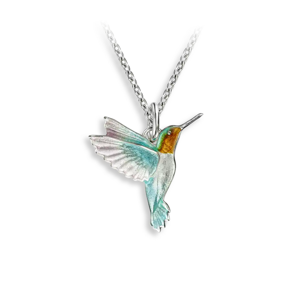 Turquoise Hummingbird Necklace.  Sterling Silver 