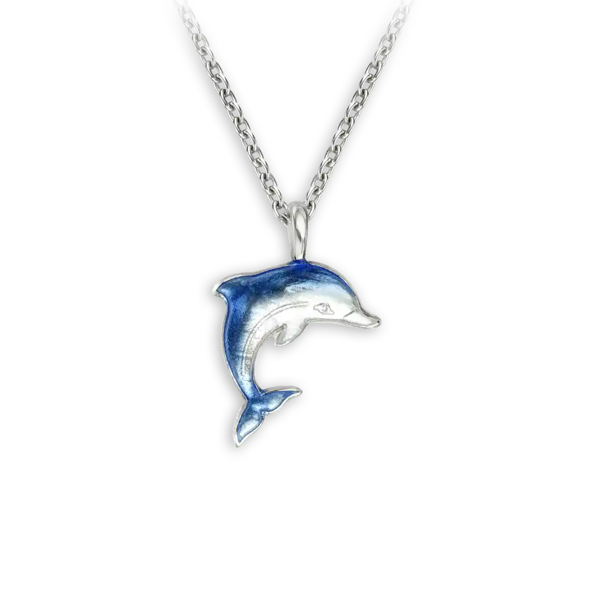 Blue Dolphin Necklace. Sterling Silver