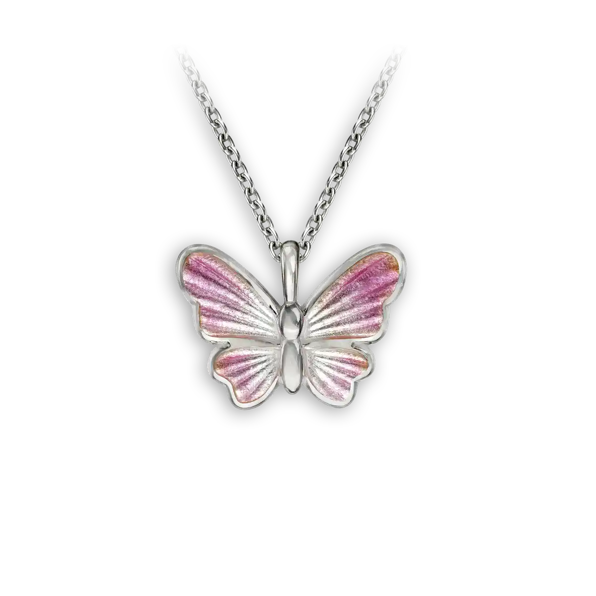 Pink Butterfly Necklace. Sterling Silver