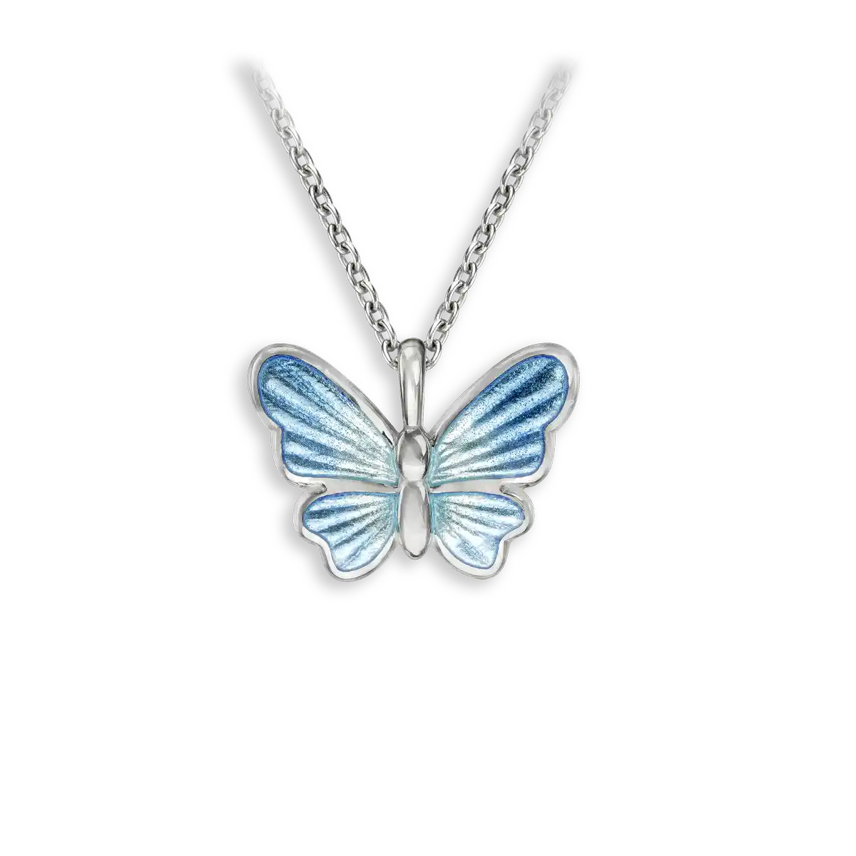 Blue Butterfly Necklace. Sterling Silver