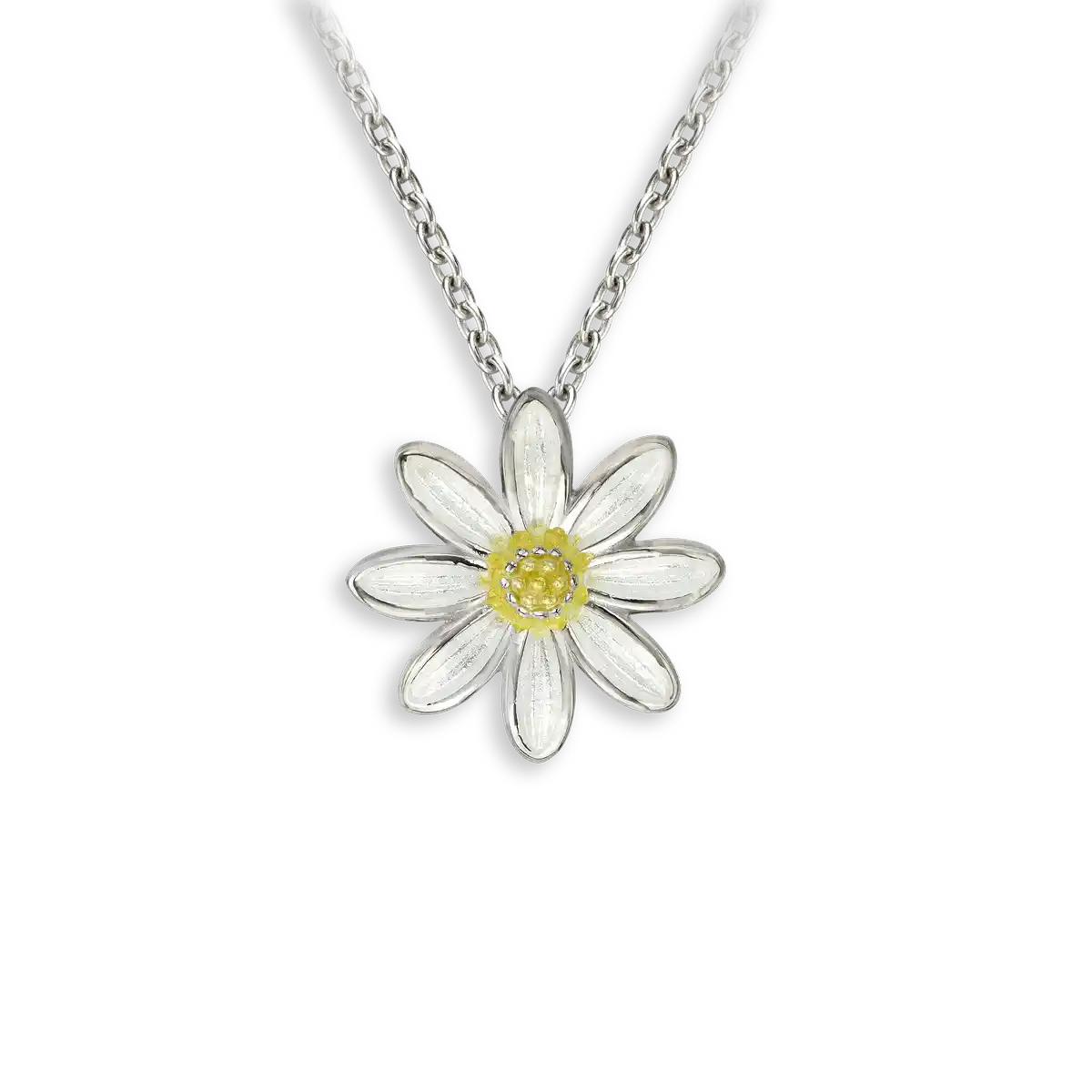 White Daisy Necklace. Sterling Silver