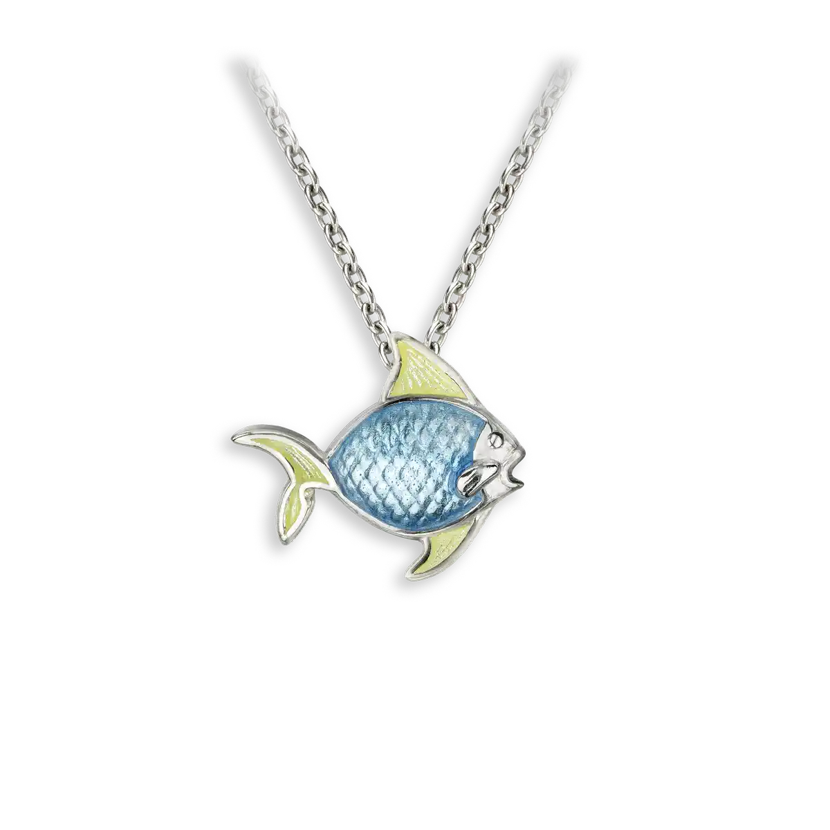 Blue Fish Necklace. Sterling Silver