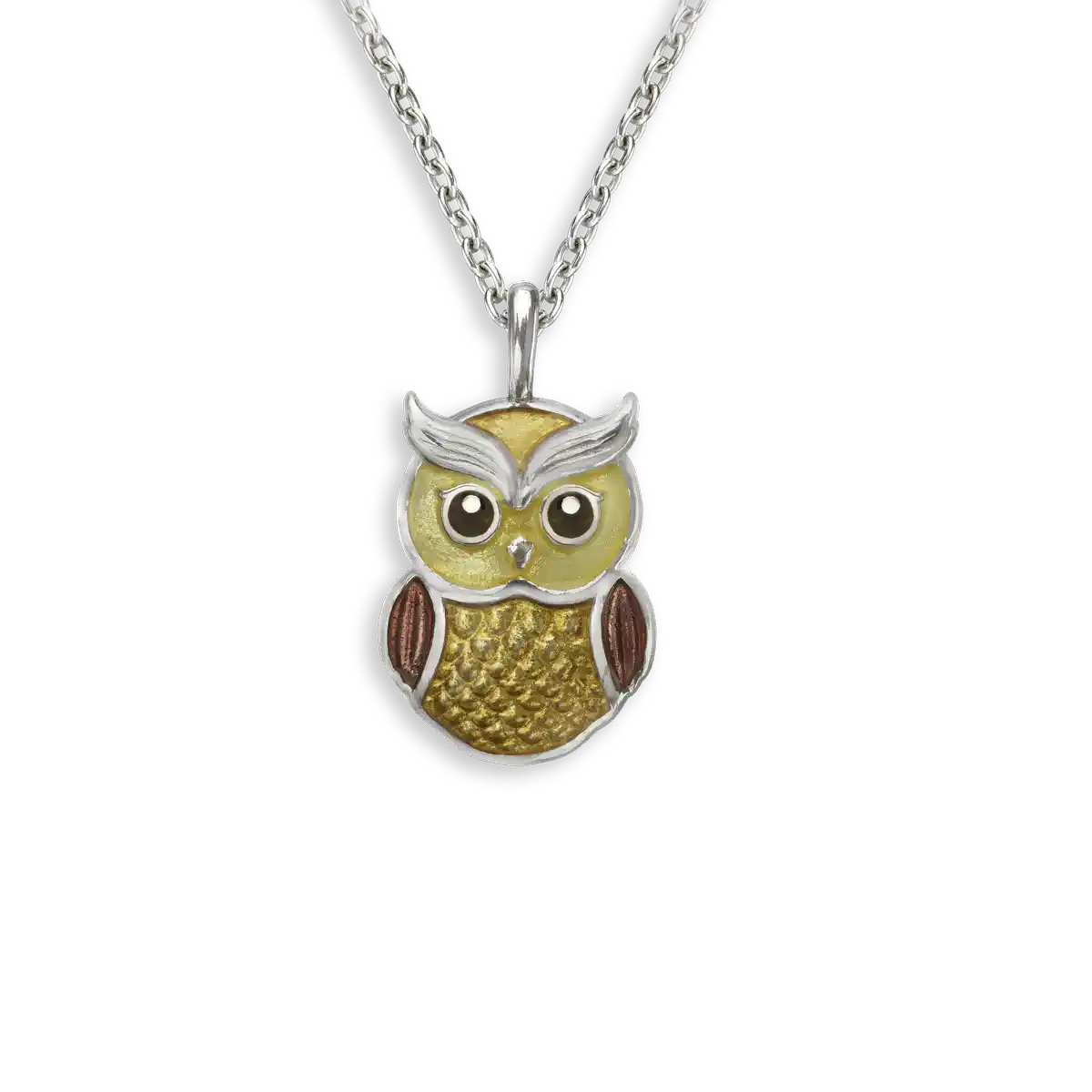 Brown Owl Necklace. Sterling Silver
