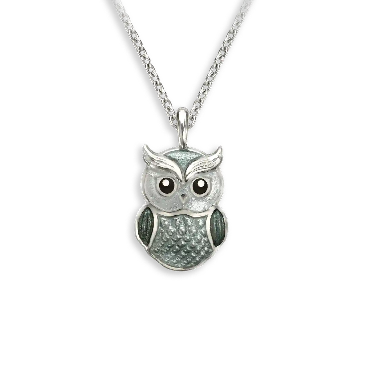 Gray Owl Necklace. Sterling Silver