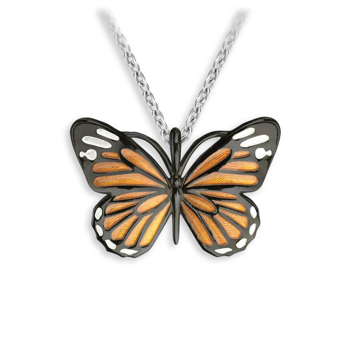 25mm Monarch Butterfly Necklace. Black Rhodium Plated Sterling Silver.