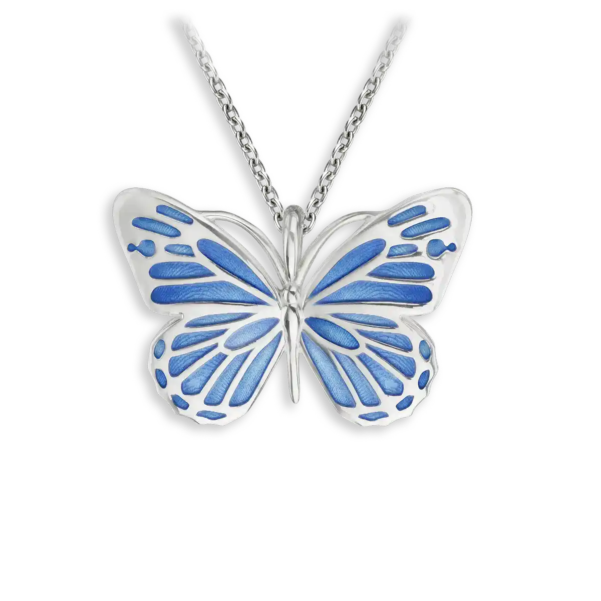 Blue Butterfly Necklace. Sterling Silver