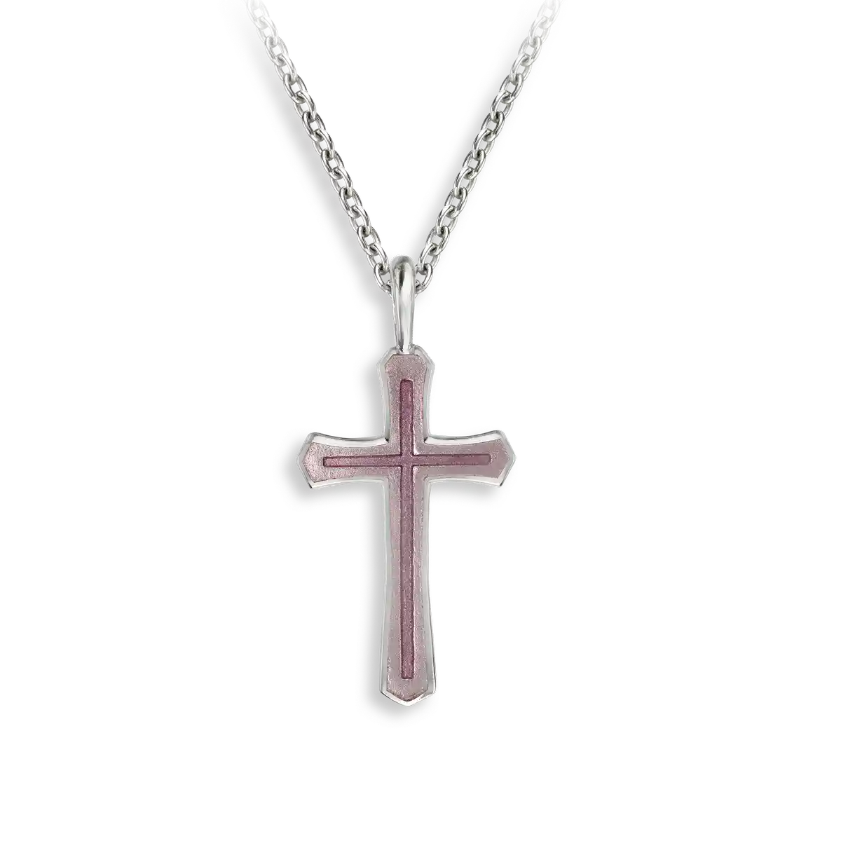Pink Cross Necklace. Sterling Silver.