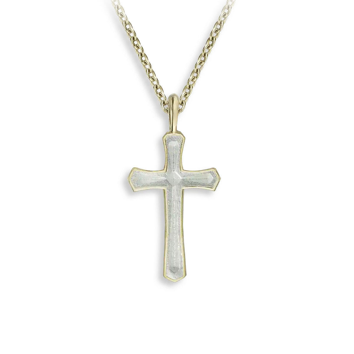 White Cross Necklace. Sterling Silver-Gold Plated