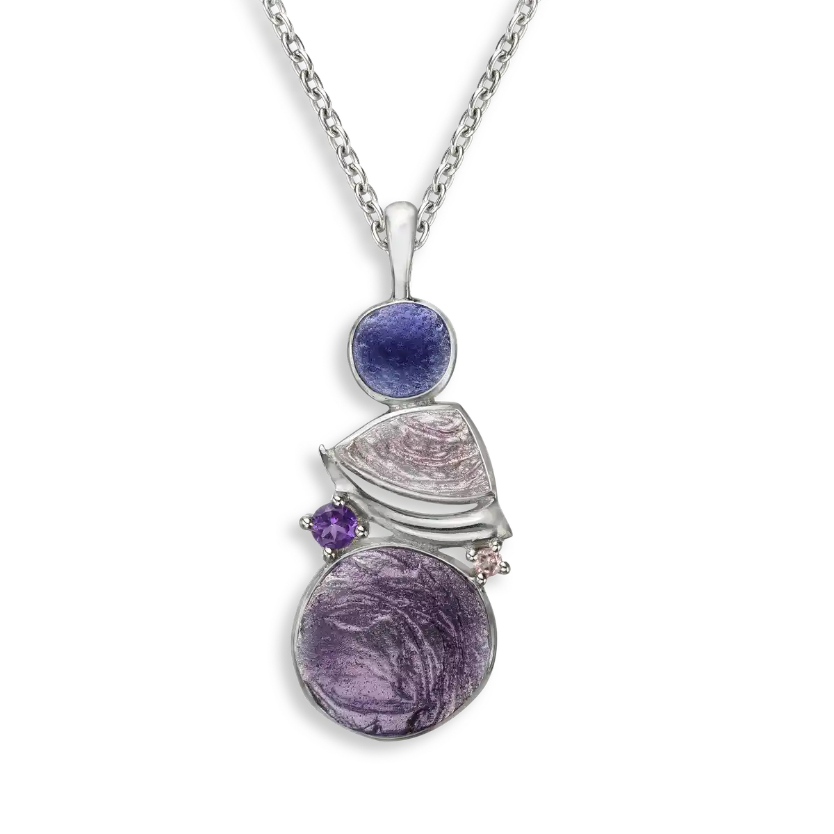Purple and Pink Modern Necklace.Amethyst. Pink Tourmaline.