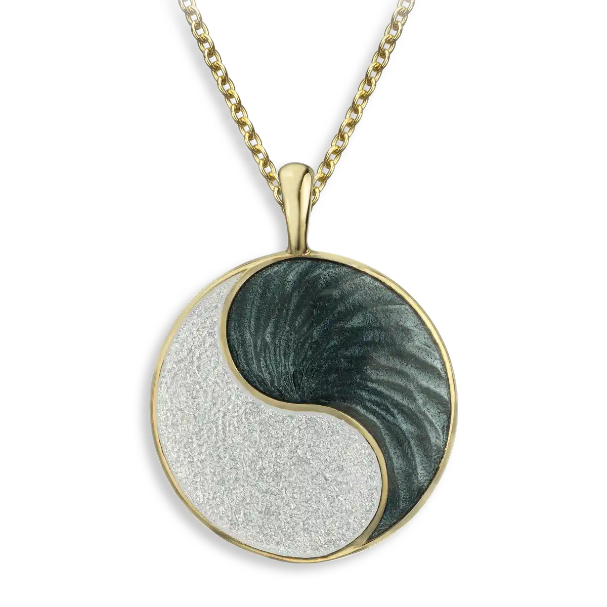 Silver.Gold Plate Black and White Ying Yang Necklace.