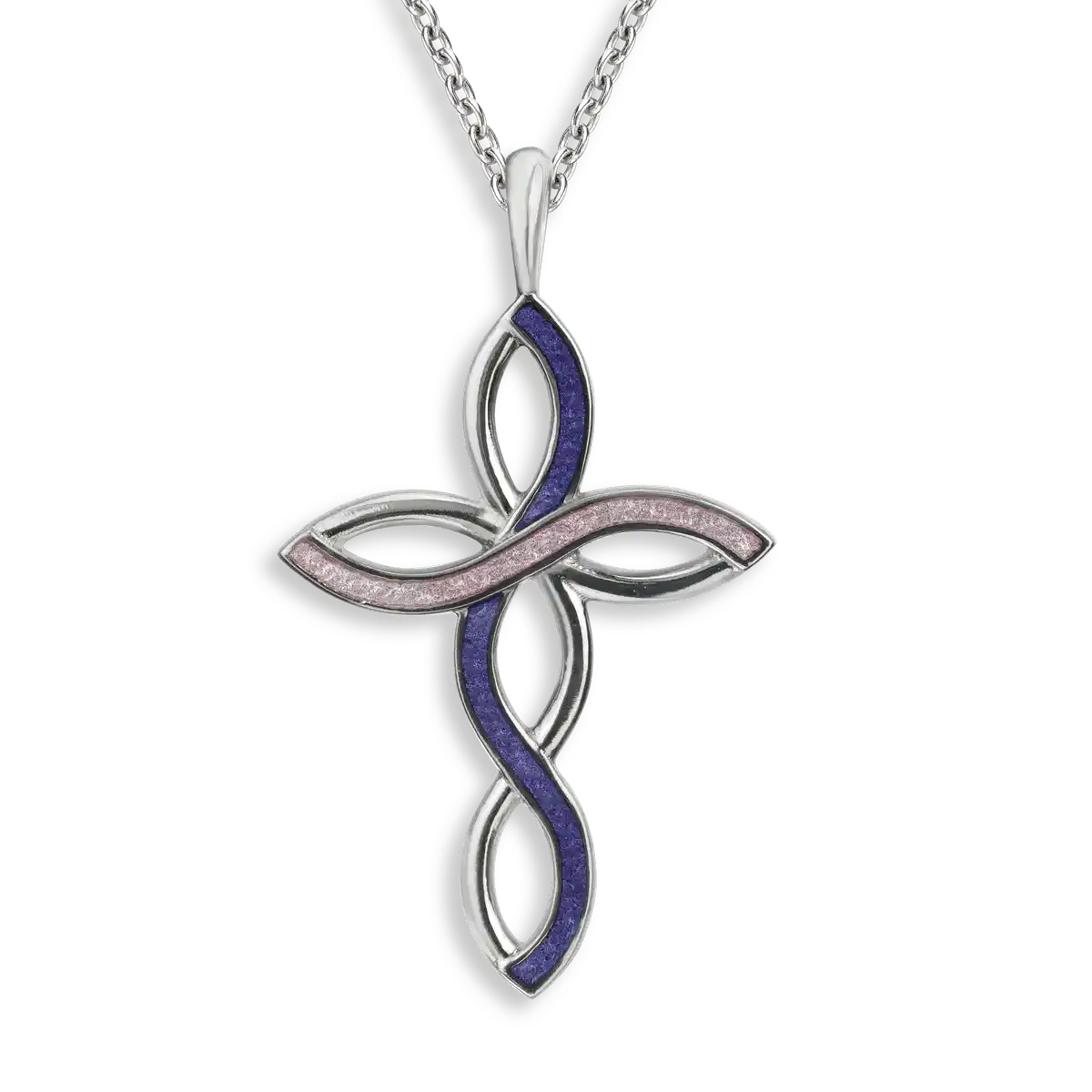 30mm Purple and Pink Infinity Cross Necklace.