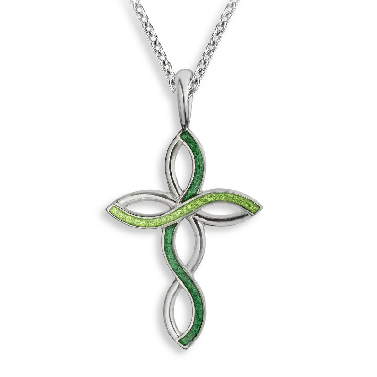 25mm Green Infinity Cross Necklace.