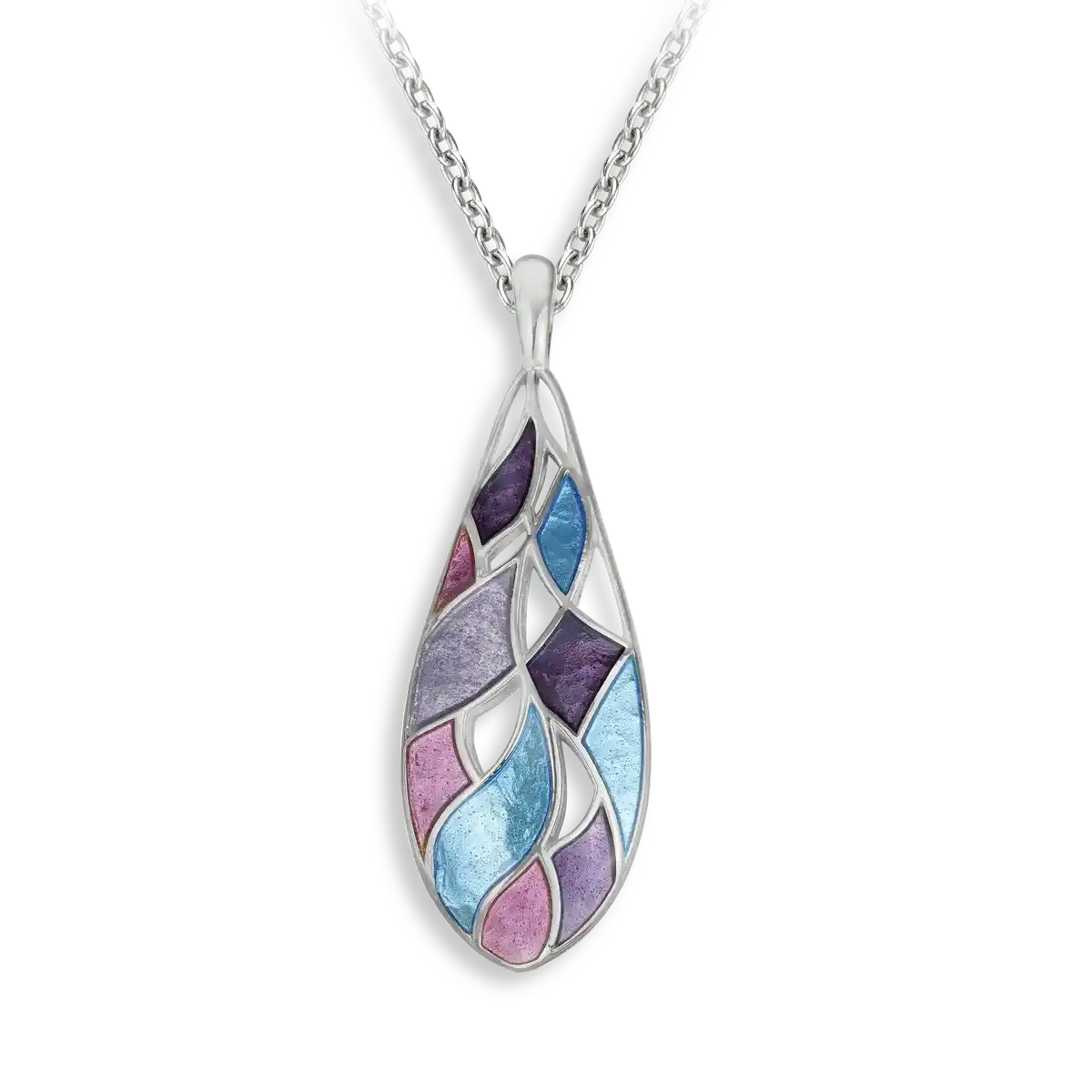The Light Between -Purple Shades in Motion Necklace.Sterling Silver. Double-Sided