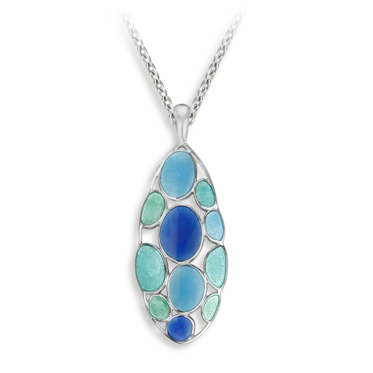 The Light Between -Blue Organic Air Cells Necklace.Sterling Silver. Double-Sided