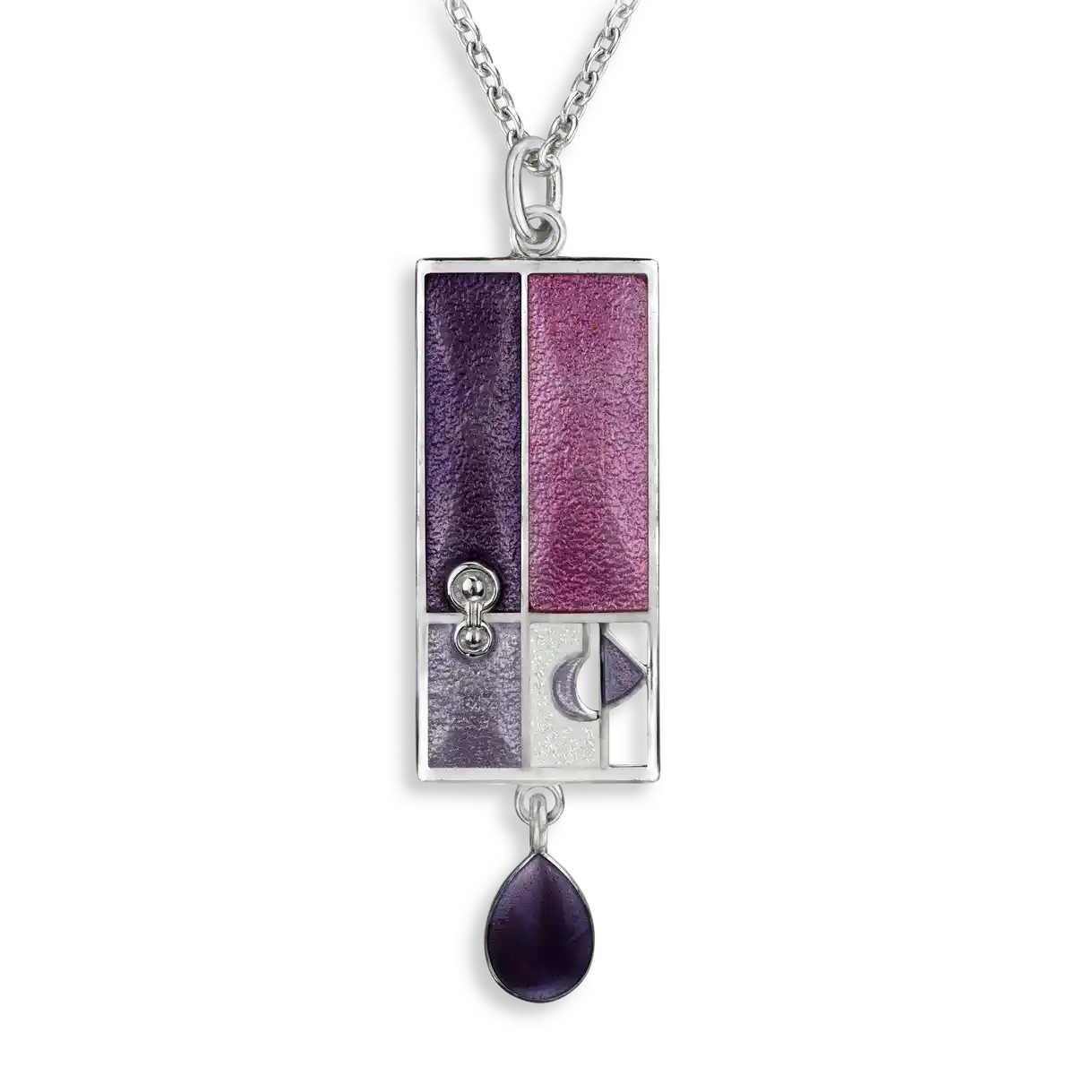 Geometry of Light -Purple Horizon Necklace.Sterling Silver. Double-Sided