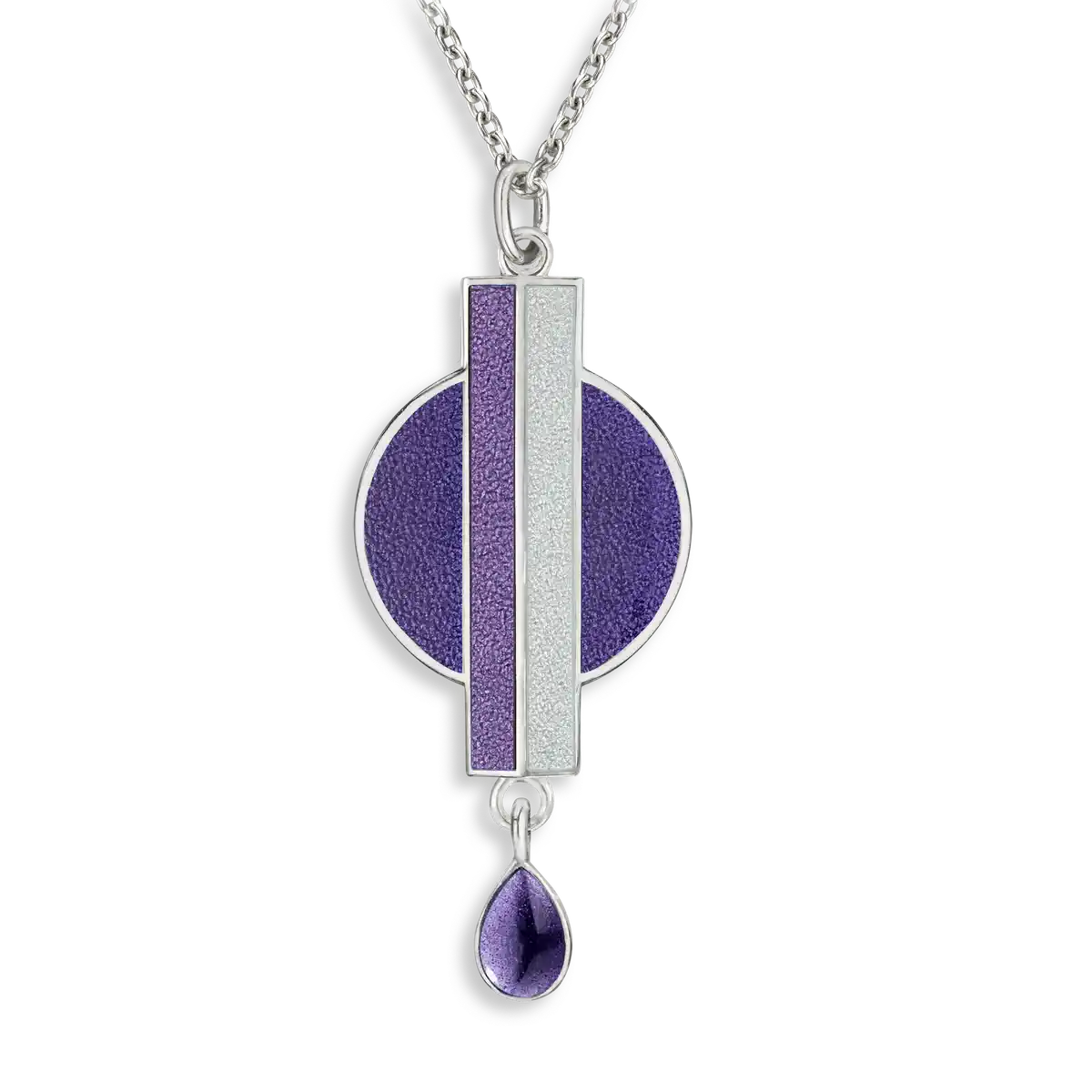 Geometry of Light -Purple & White Axis Necklace.Sterling Silver. Double-Sided
