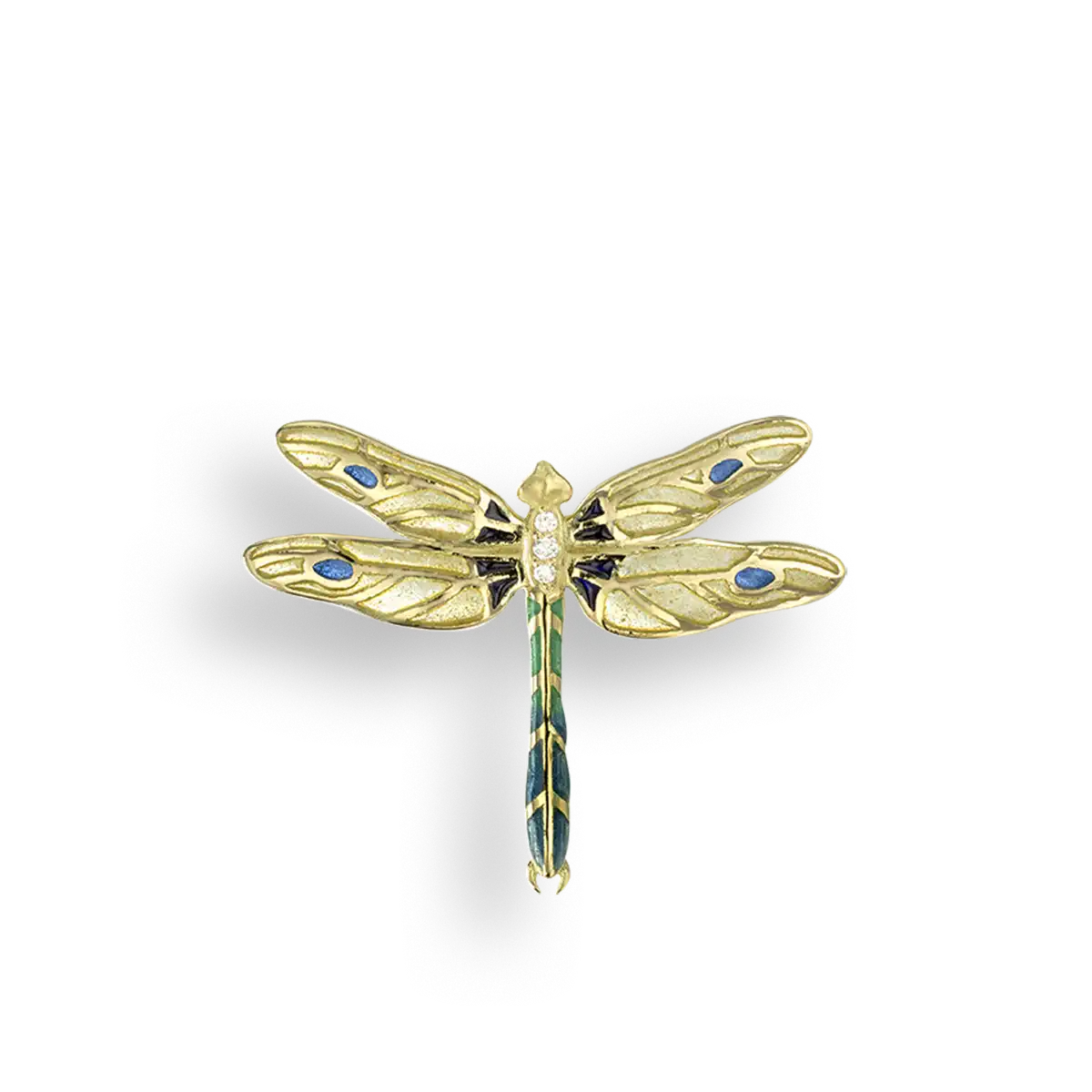 Yellow Plique-a-Jour Dragonfly Pendant. 18K -Diamond  