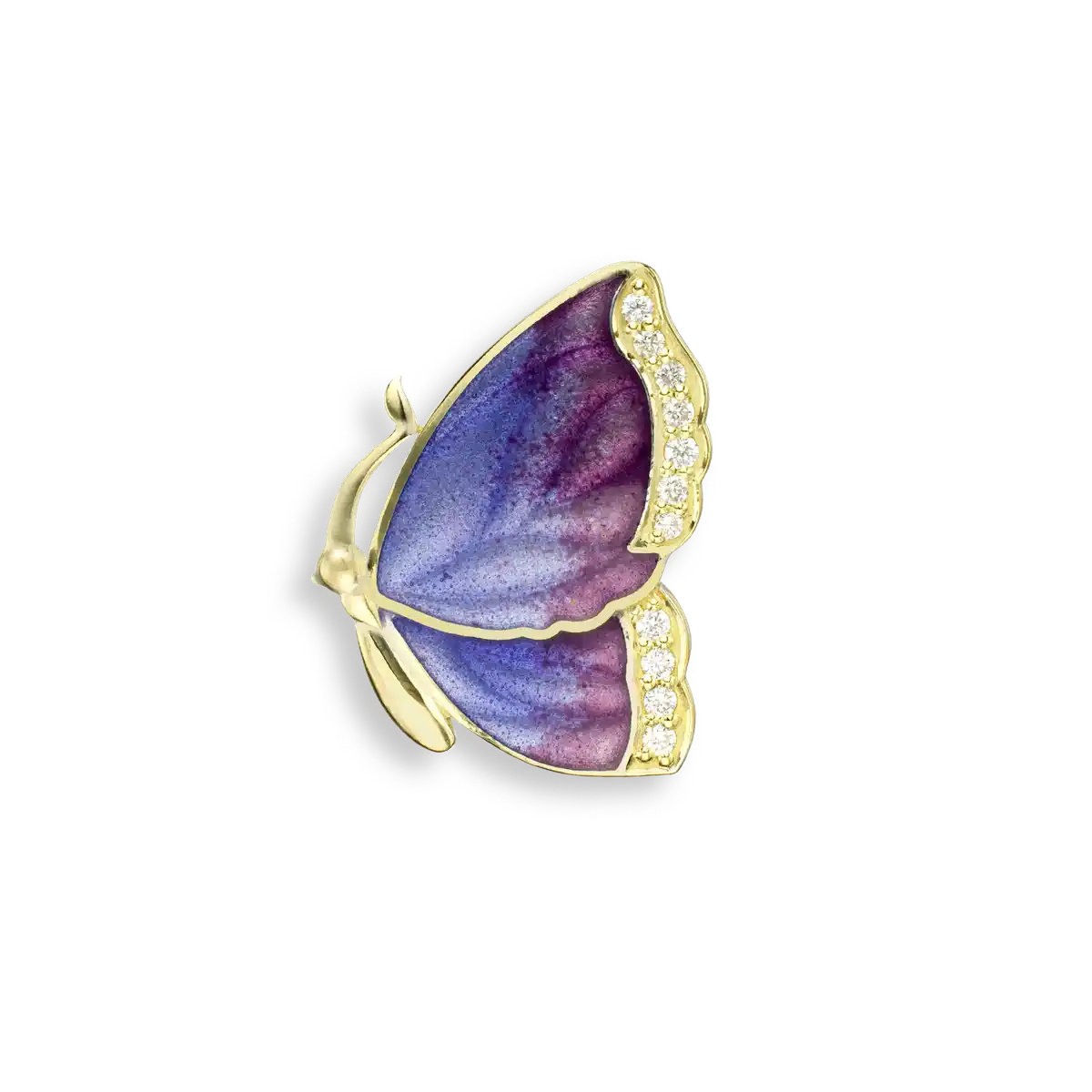 Silver.Gold Plated Pink Butterfly Pendant. -Diamond