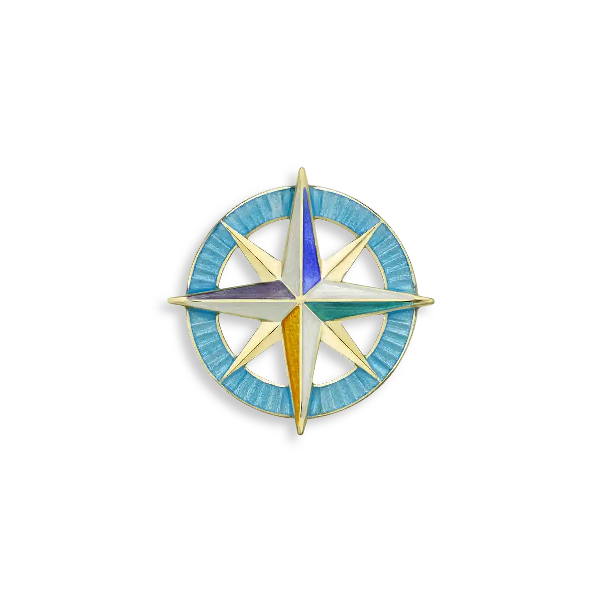 Blue Compass Pendant.18K Gold
