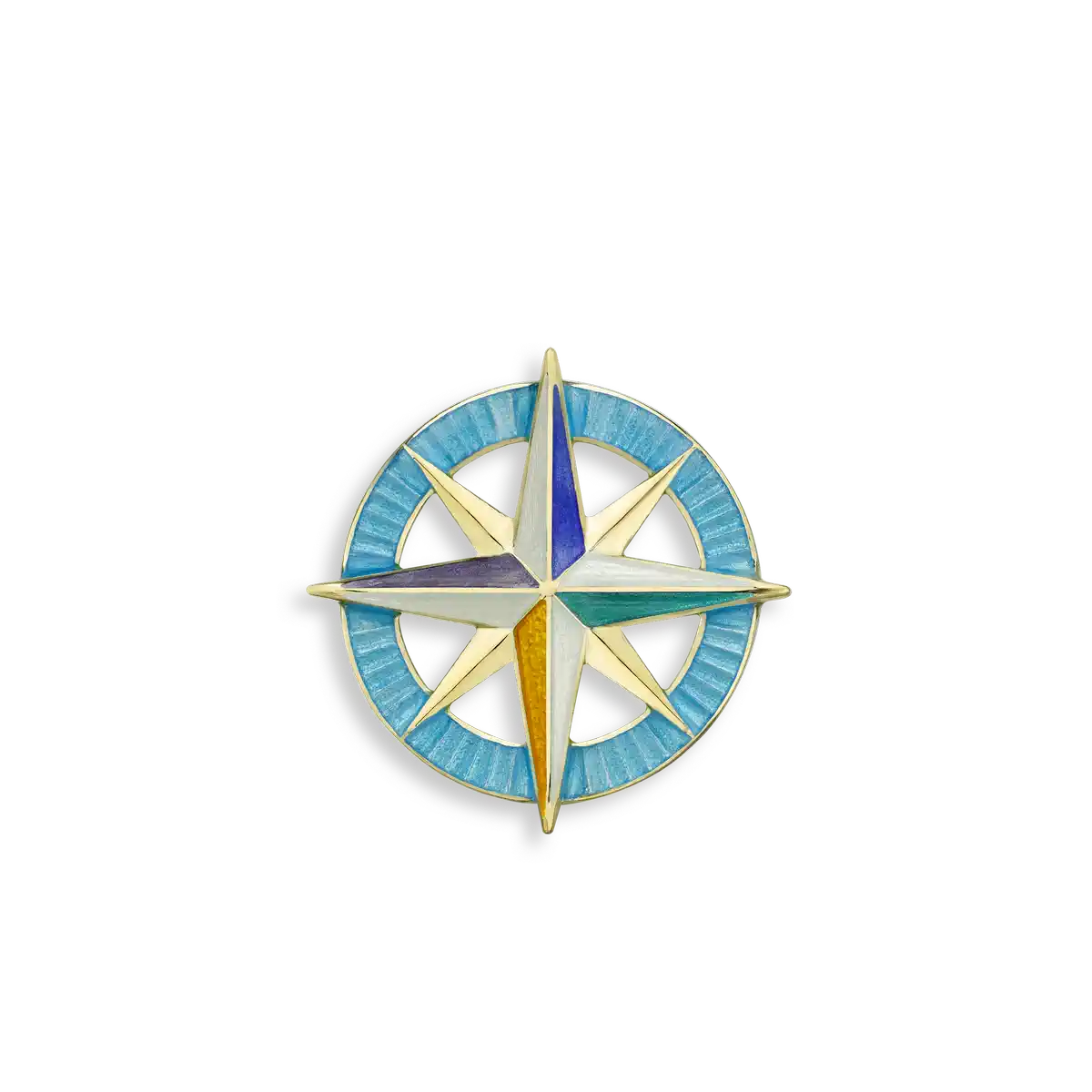 Blue Compass Pendant.18K Gold