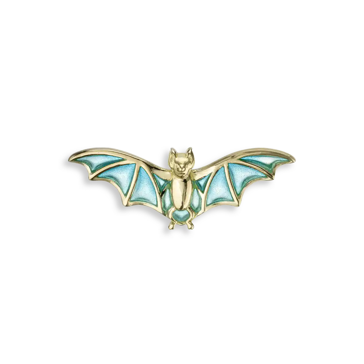 Blue Plique-a-Jour Bat Pendant -18K