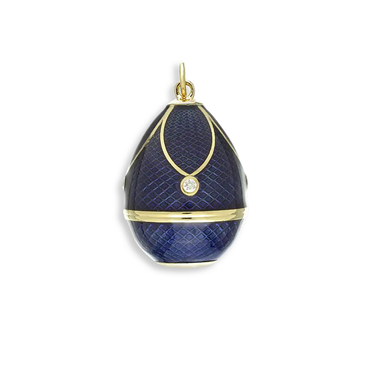 Navy Egg Pendant. 18K-Diamonds