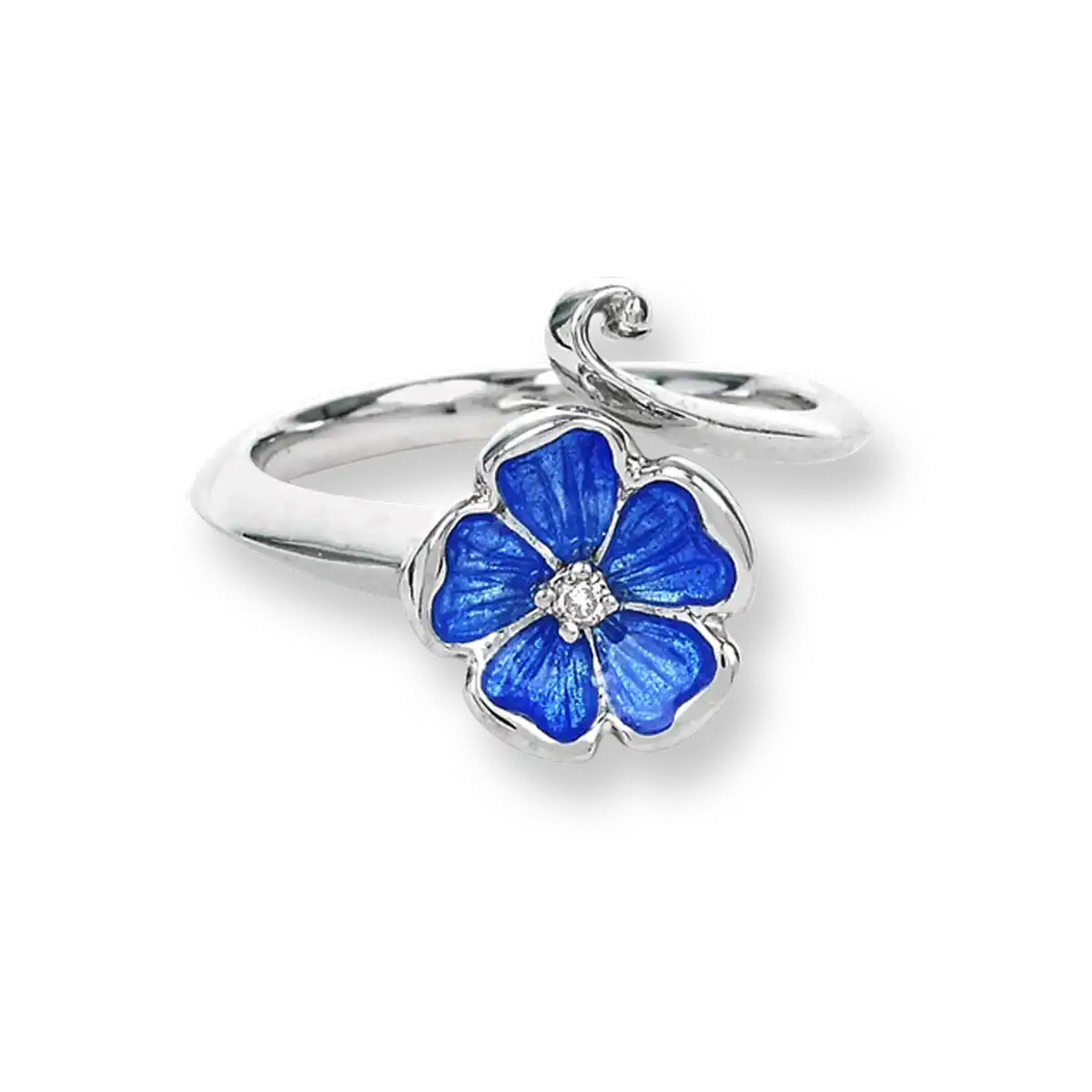 Blue Rose Ring. Sterling Silver-White Sapphire