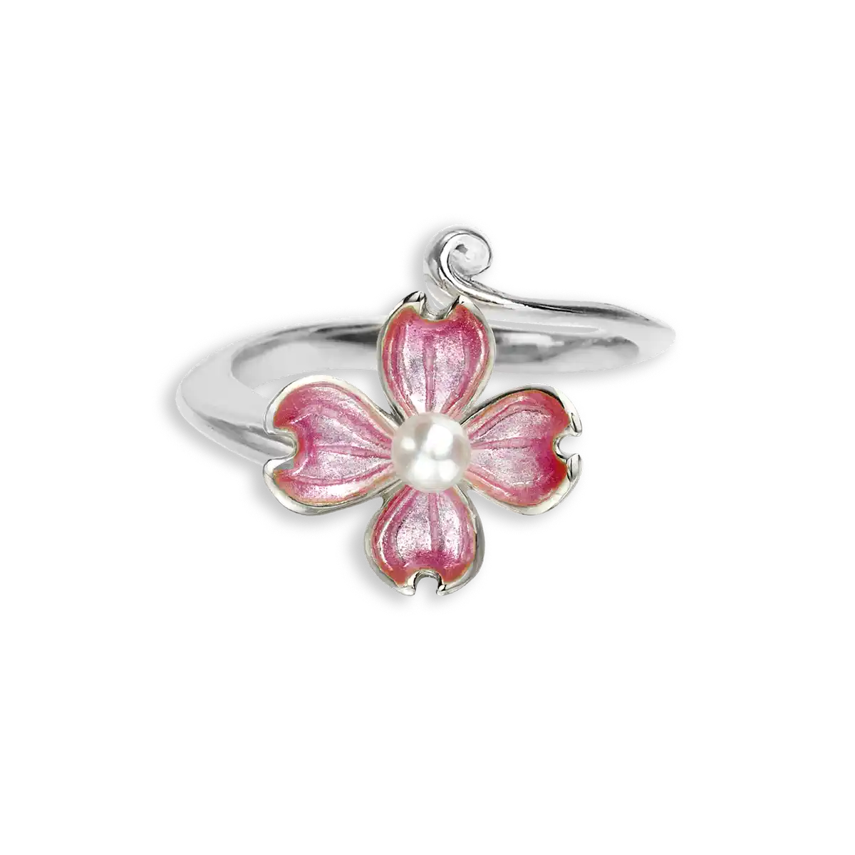 Pink Dogwood Ring.  Sterling Silver -Akoya Pearls