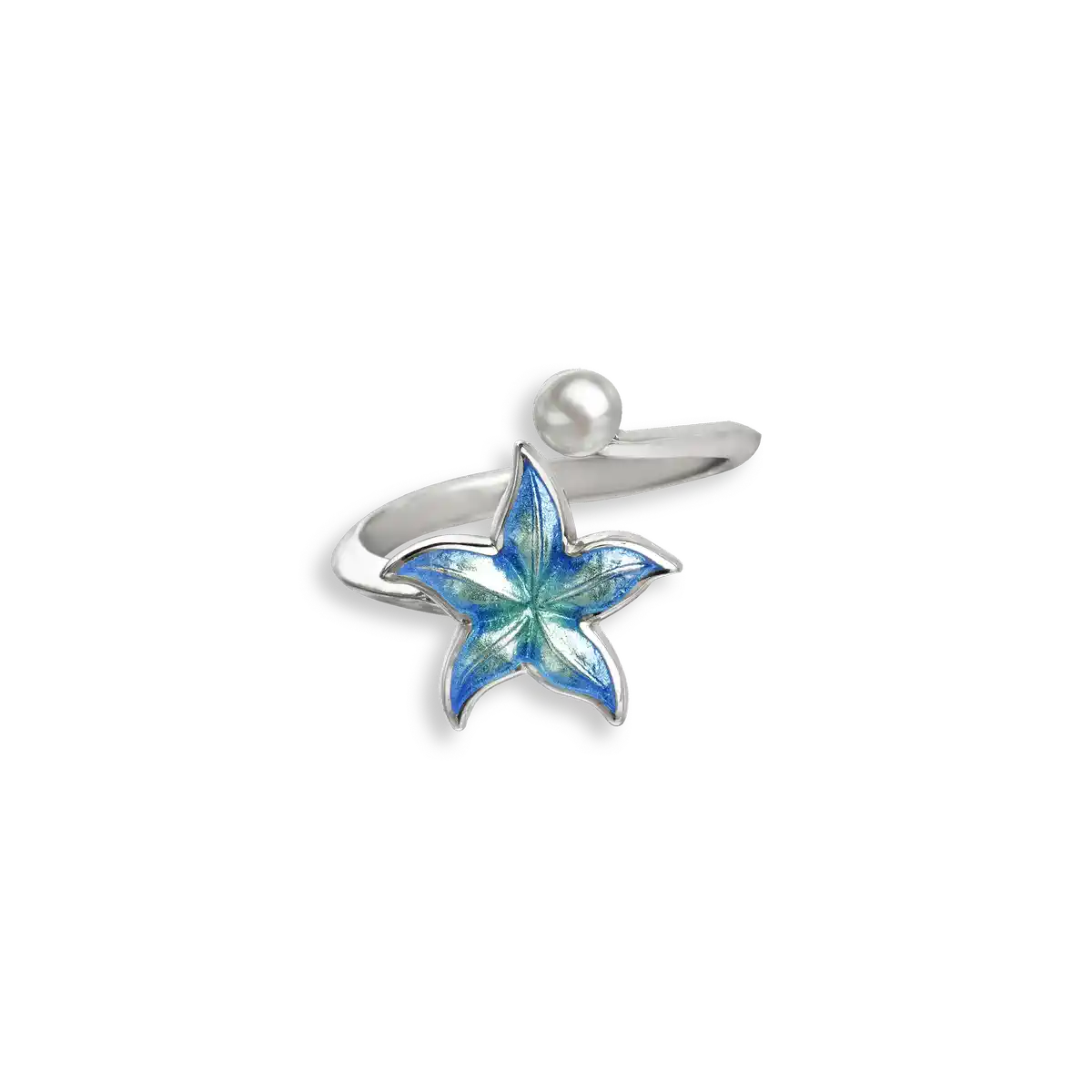 Blue Starfish Ring. Sterling Silver