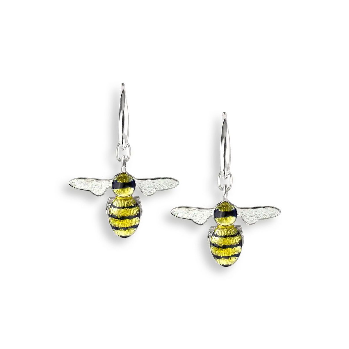 Yellow Bee Wire Earrings. Sterling Silver