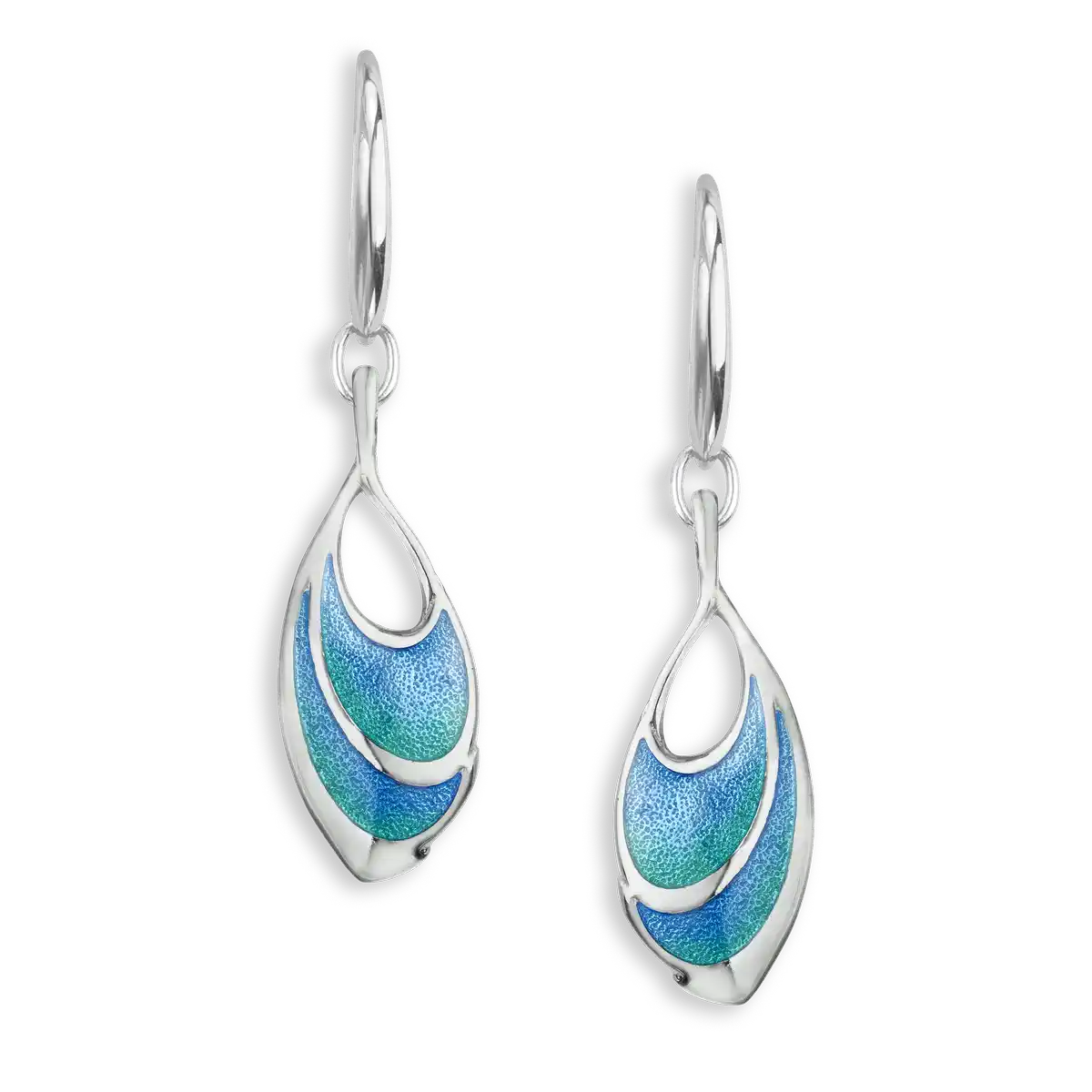 Turquoise Oval Wire Earrings. Sterling Silver