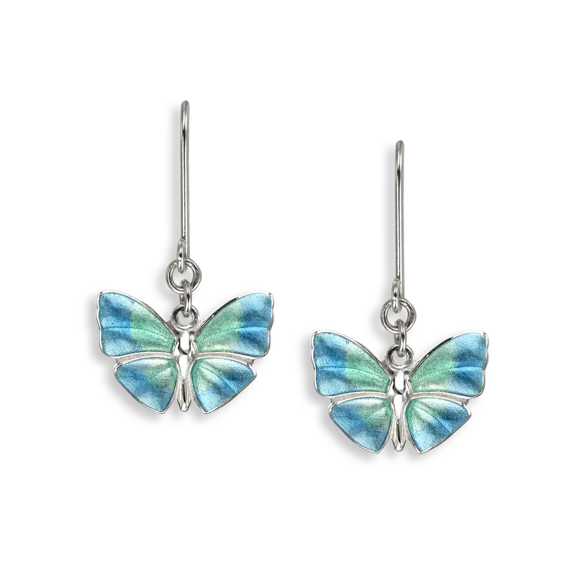 Turquoise Butterfly Wire Earrings. Sterling Silver
