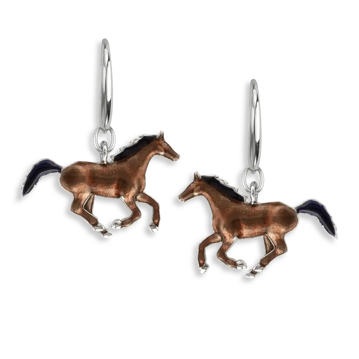 Brown Horse Wire Earrings. Sterling Silver