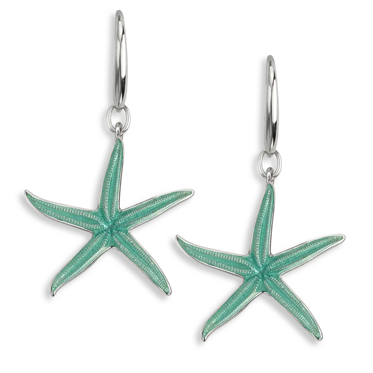Turquoise Sea Star Wire Earrings. Sterling Silver