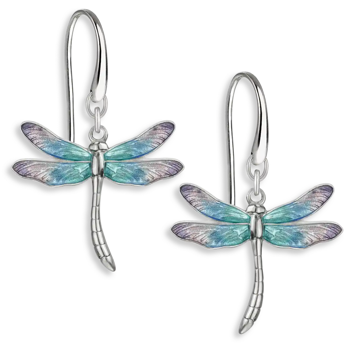 Lavender and Blue Dragonfly Wire Earrings.