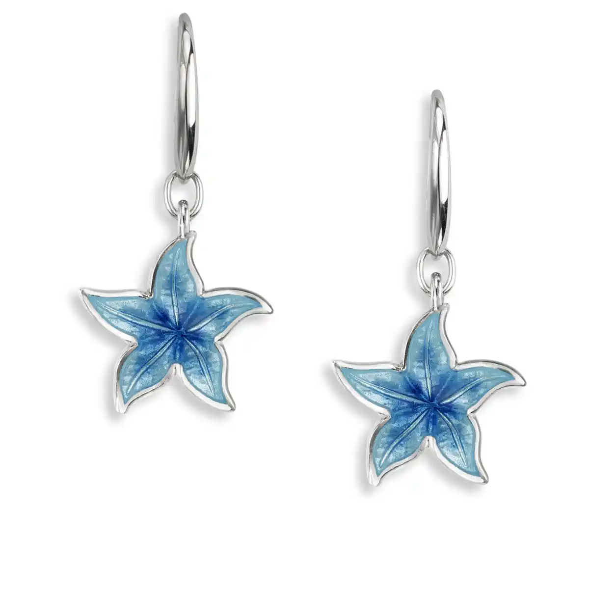 Turquoise Starfish Wire Earrings. Sterling Silver
