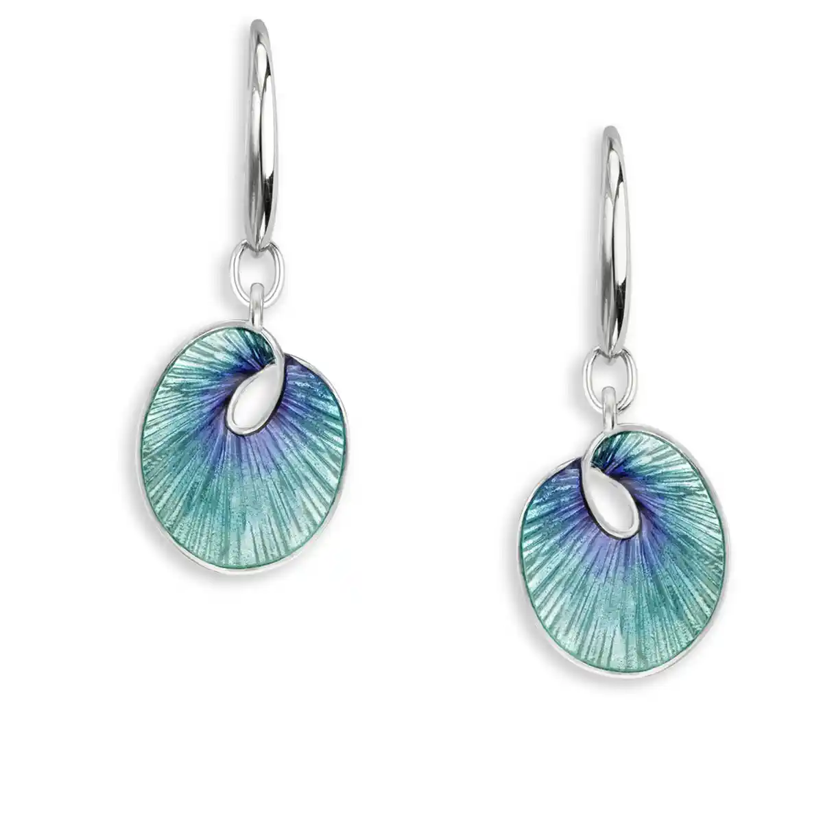 Turquoise Round Twist Wire Earrings. Sterling Silver