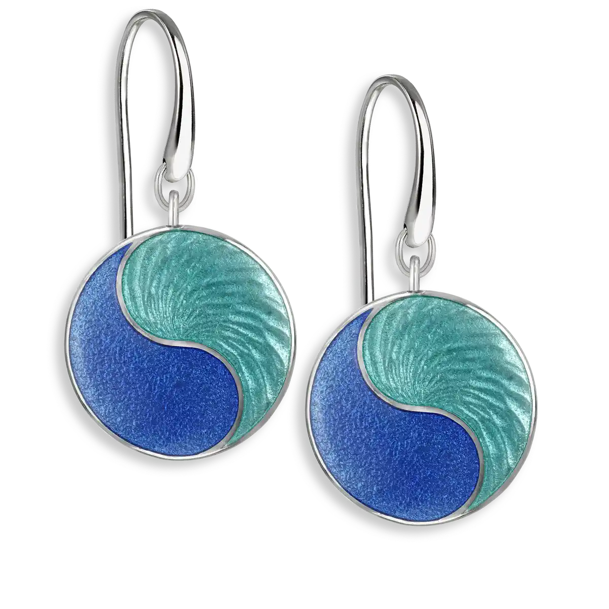 Blue Ying Yang Wire Earrings.