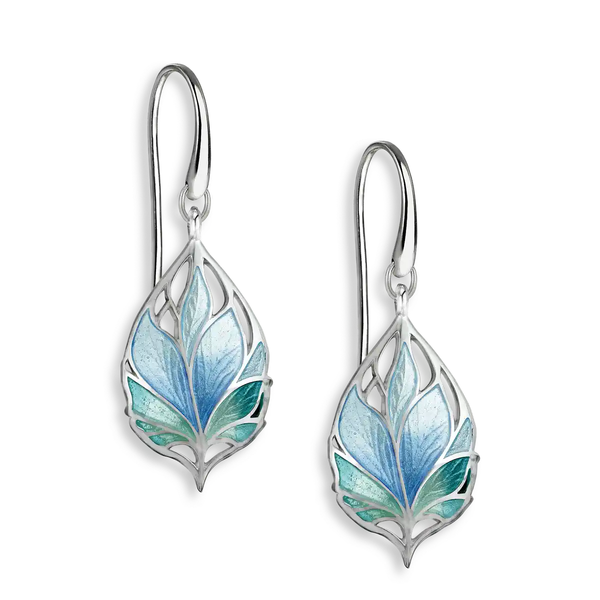 The Light Between -Blue Lotus Wire Earrings.Sterling Silver. Double-Sided