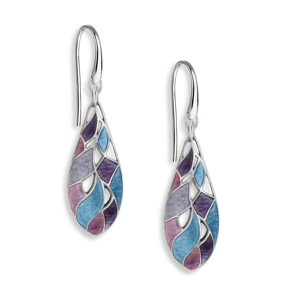 The Light Between -Purple Shades in Motion Wire Earrings.Sterling Silver. Double-Sided