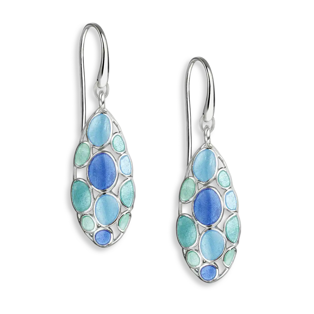 The Light Between -Blue Organic Air Cells Wire Earrings.Sterling Silver. Double-Sided