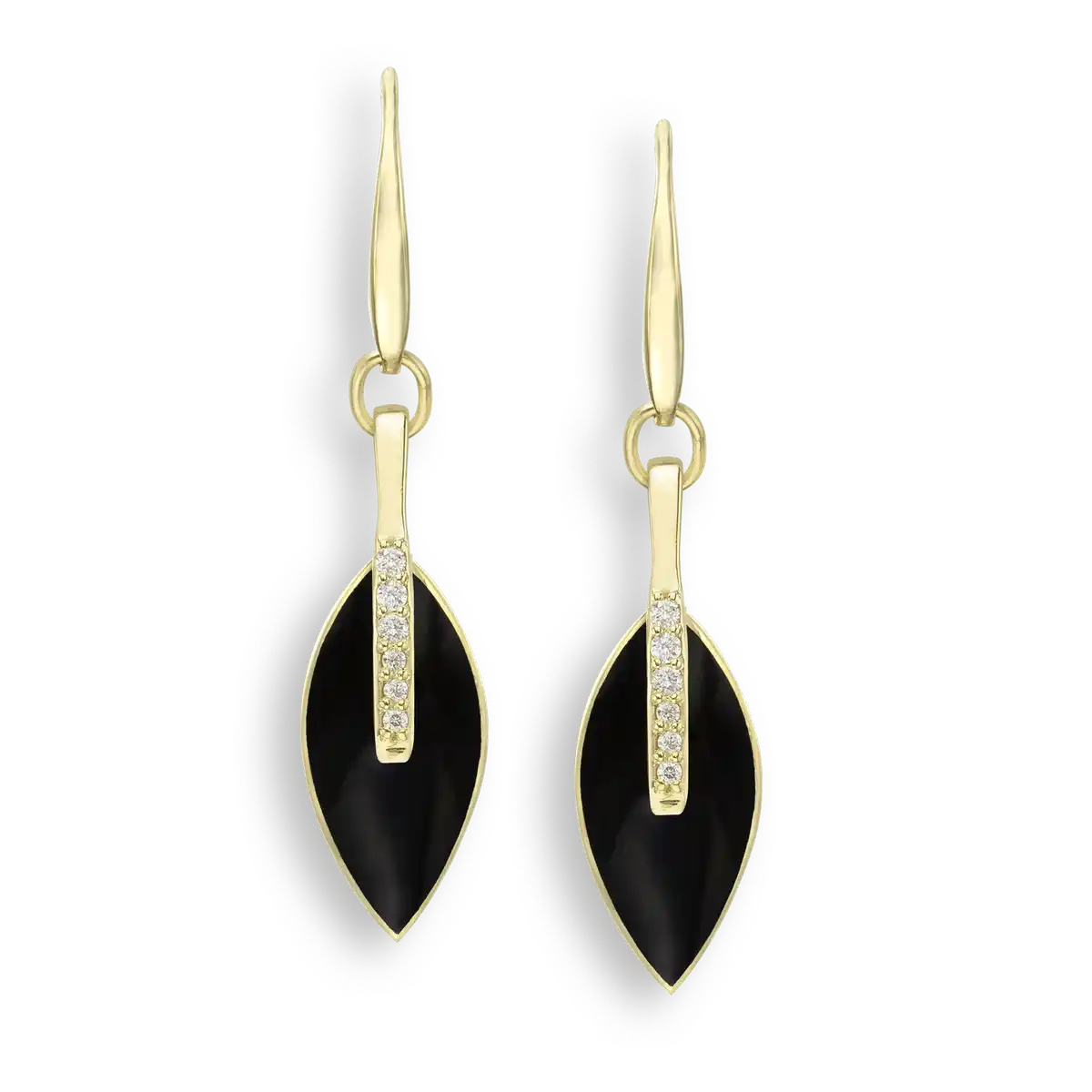 Black Marquise Wire Earrings.18K -Diamonds