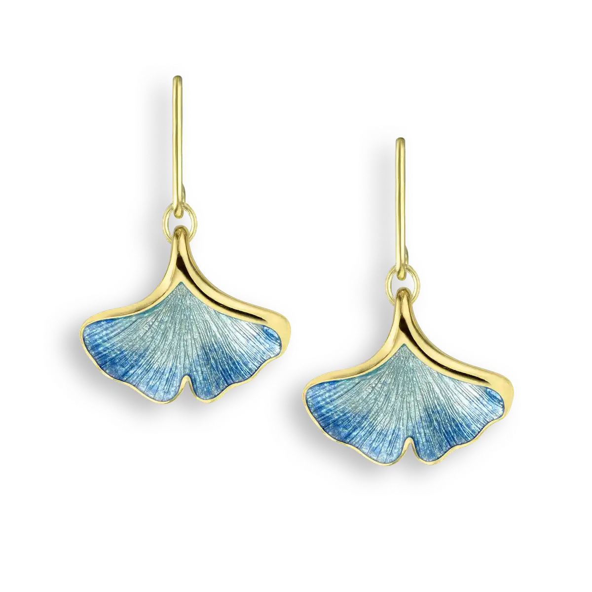 Blue Ginkgo Single-Leaf Wire Earrings.18K 