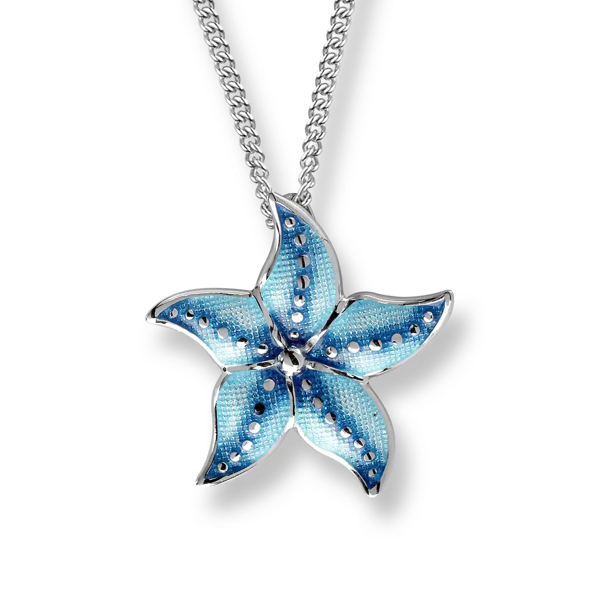 Blue Sea Star Necklace. Sterling Silver