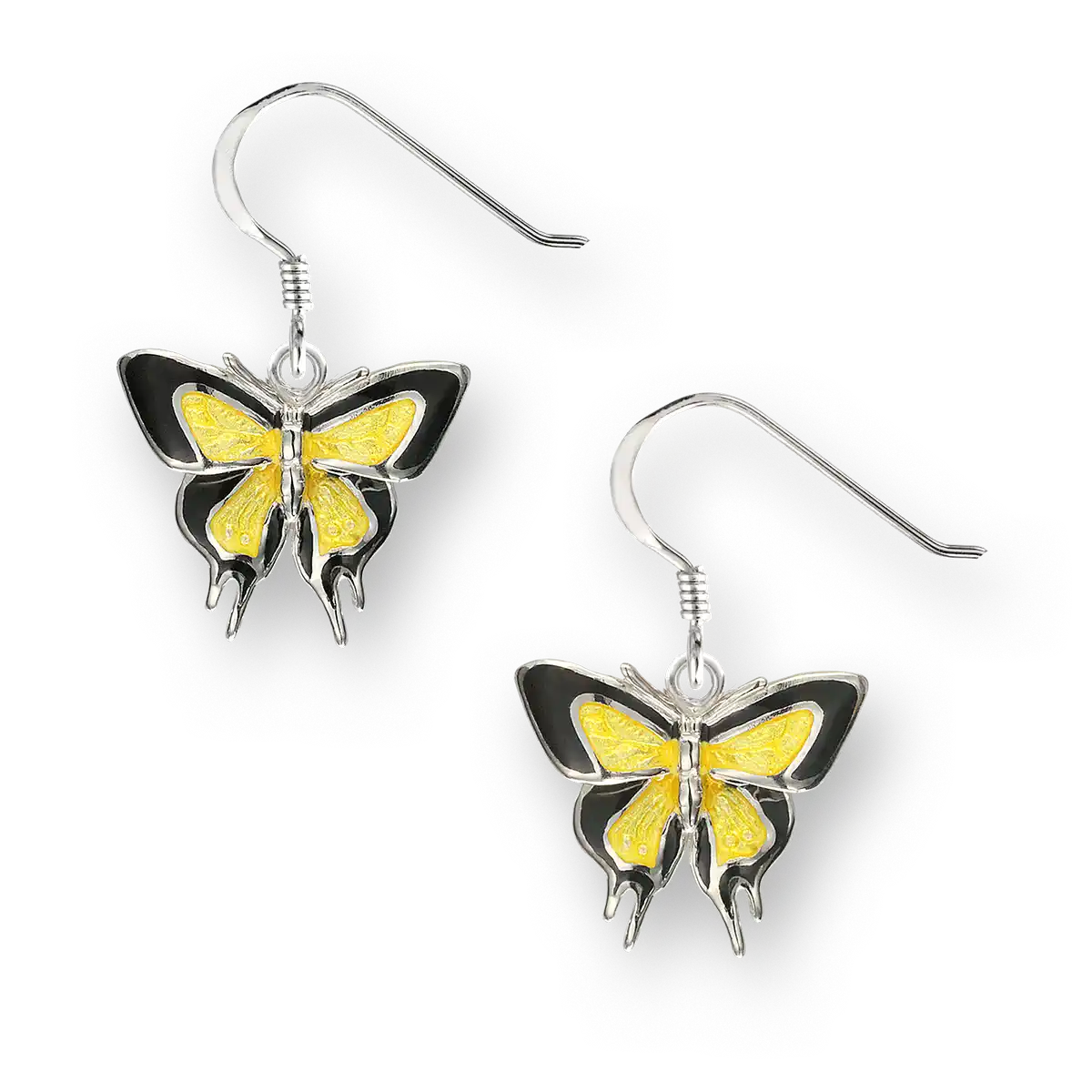 Yellow Butterfly Wire Earrings. Sterling Silver